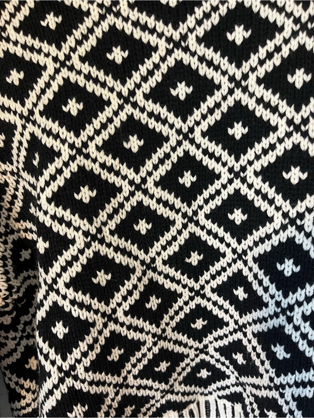 Blue B Collection Black White Knit Cardigan Sweater Geometric Button Front NWT L - Picture 5 of 8